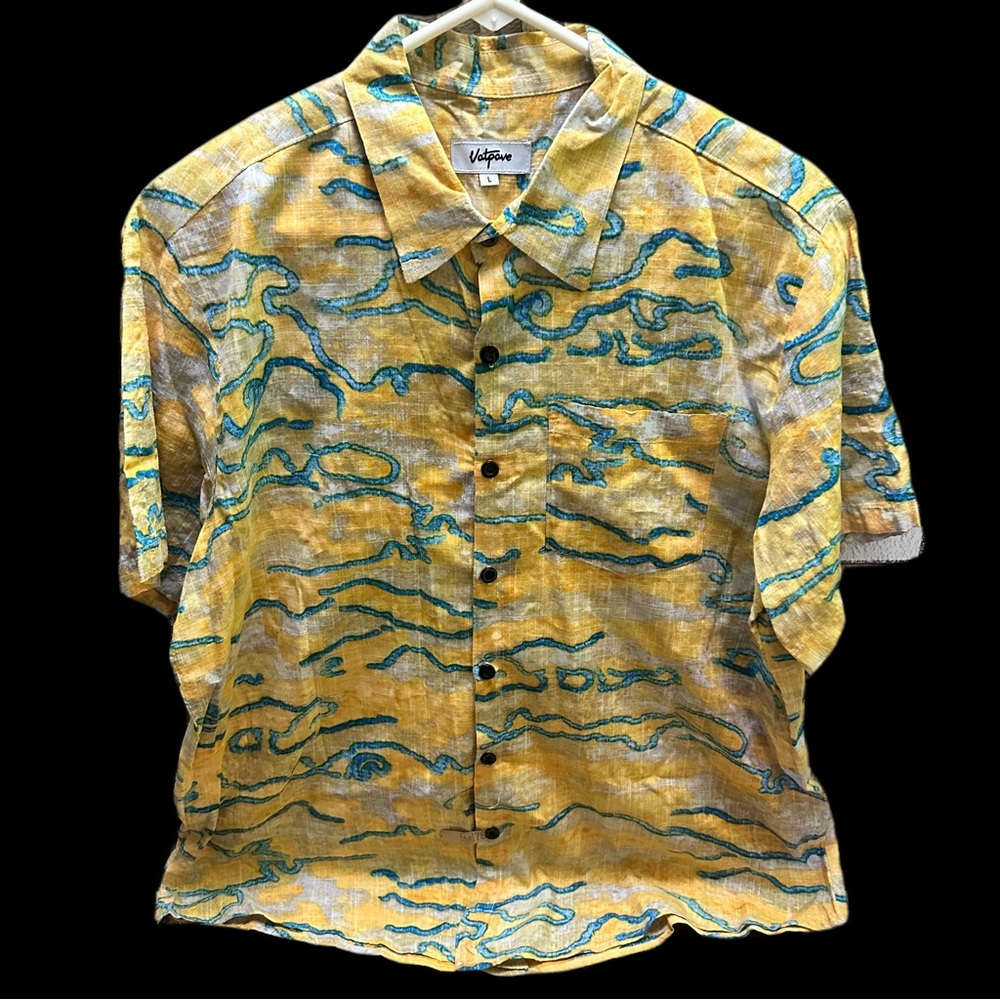 Vatpave Yellow and Green Men's Shirt size L